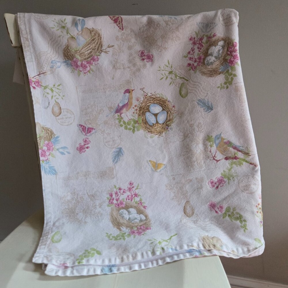 Bird Nest and Flower Cotton Tablecloth by Shabby Chic - Picture 2 of 5